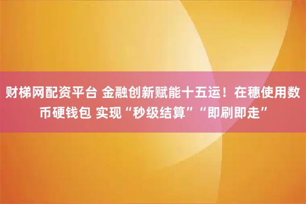 财梯网配资平台 金融创新赋能十五运！在穗使用数币硬钱包 实现“秒级结算”“即刷即走”